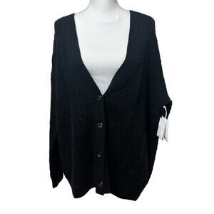 NORDSTROM MEDIUM WOMEN BLACK LONG SLEEVE SWEATER CARDIGAN BRAND NEW WITH TAGS